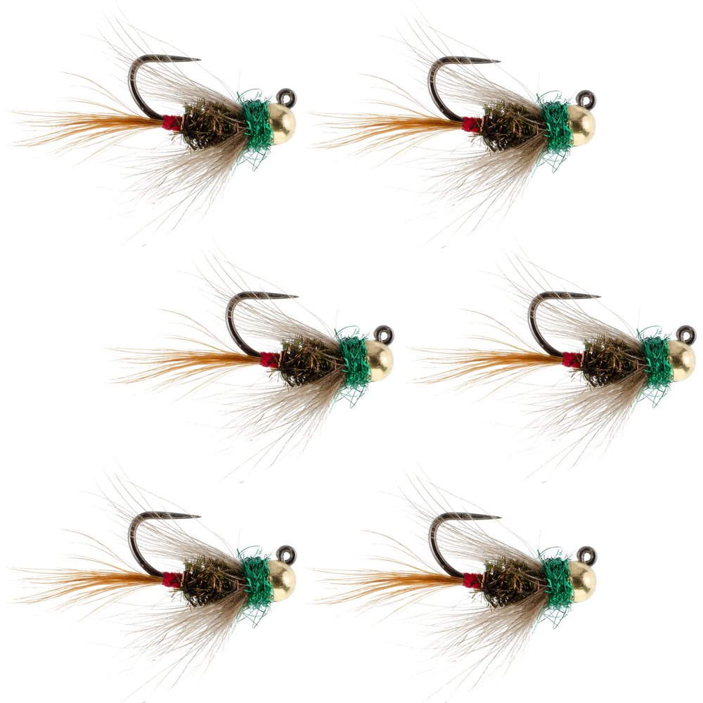 The Fly Fishing Place Tungsten Bead Tactical CDC Frenchie Czech Nymph Euro Nymphing Fly - 6 Flies Size 16