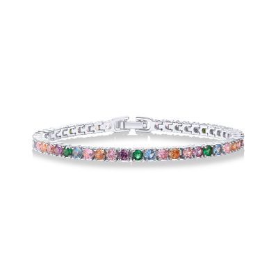 PAVOI 14K Gold Plated Brownish Multi Colored Cubic Zirconia Tennis Bracelet | White Gold Bracelets for Women | 7 Inches