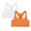 Kurve Girls Stretchy Crop Racerback Undershirt Training Sports Bra, UV Protective Fabric, UPF 50+, Made in USA, White/Neon Orange Set, 4 to 8 Years view 1