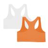 Kurve Girls Stretchy Crop Racerback Undershirt Training Sports Bra, UV Protective Fabric, UPF 50+, Made in USA, White/Neon Orange Set, 4 to 8 Years view 2