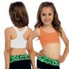 Kurve Girls Stretchy Crop Racerback Undershirt Training Sports Bra, UV Protective Fabric, UPF 50+, Made in USA, White/Neon Orange Set, 4 to 8 Years view 4