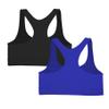 Kurve Girls Stretchy Crop Racerback Undershirt Training Sports Bra, UV Protective Fabric, UPF 50+, Made in USA, Black/Cobalt Set, 9 to 14 Years view 2