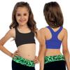Kurve Girls Stretchy Crop Racerback Undershirt Training Sports Bra, UV Protective Fabric, UPF 50+, Made in USA, Black/Cobalt Set, 9 to 14 Years view 3