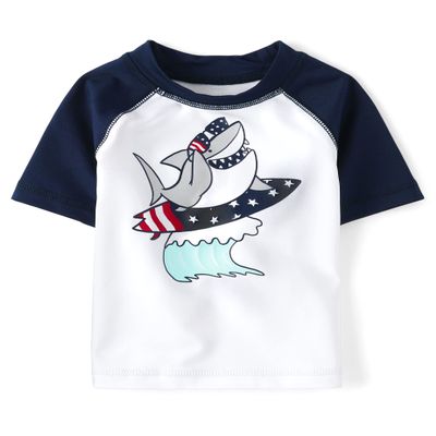 The Children's Place,and Toddler Boys Short Sleeve Rashguard,Tidal,6-9 Months