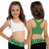 Kurve Girls Stretchy Crop Racerback Undershirt Training Sports Bra, UV Protective Fabric, UPF 50+, Made in USA, White/Green-B Set, 4 to 8 Years view 3