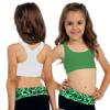 Kurve Girls Stretchy Crop Racerback Undershirt Training Sports Bra, UV Protective Fabric, UPF 50+, Made in USA, White/Green-B Set, 4 to 8 Years view 4
