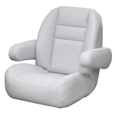 Pontoon Boat Non-Reclining Helm Seat LX801G | Low Back Gray Vinyl