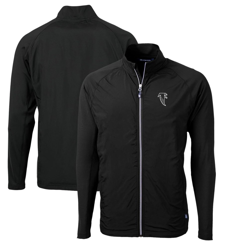 Cutter & Buck Men's Black Atlanta Falcons Adapt Eco Knit Hybrid Recycled Full-Zip Throwback Jacket