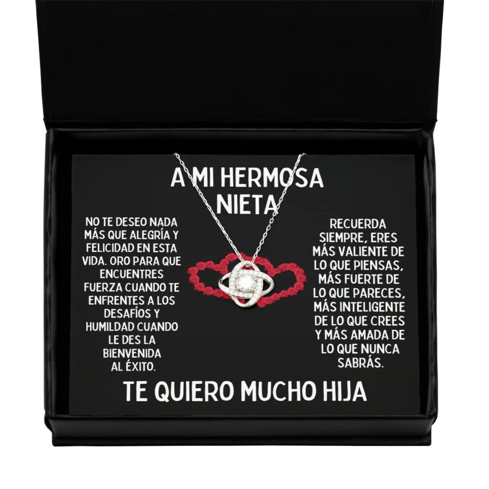 Love Knot Silver Necklace Para la nieta eligida de la abuela, Cadena personaliza para la nieta enojona de abuelo o mama con diseo y estilo moderno