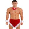 YiZYiF Men's Santa Costume Set Christmas 2 Piece Santa Claus Short Sleeve Top and Short Pants Set Red B XX-Large view 1