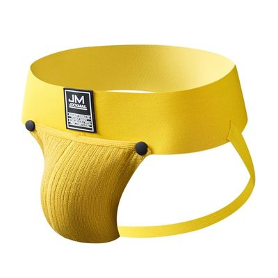JOCKMAIL Jockstrap Men Underwear Removable Pouch Thongs and G Strings Breathable Thermal Underwear Male Panties (as1, alpha, x_l, regular, regular, Yellow)