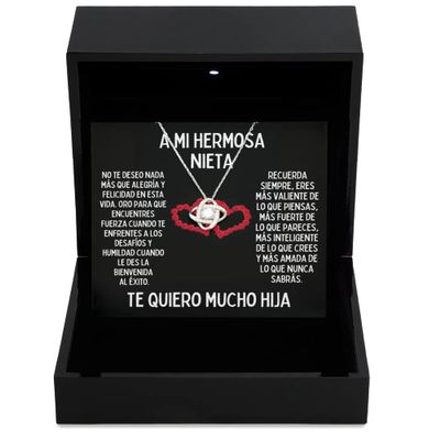 Love Knot Silver Necklace Luxury Box Para la nieta eligida de la abuela, Cadena personaliza para la nieta enojona de abuelo o mama con diseo y esti