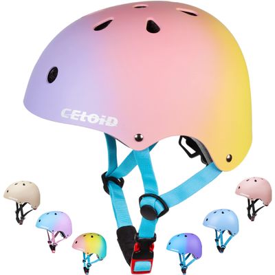 CELOID Kids Bike Helmet,Youth Skateboard Helmets for Ages 8-10-14 Years Boys GirlsAdjustable Multi-Sport Bicycle Skateboarding Football Roller Skating Scooter Balance Bike Helmet,Pink Violet