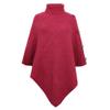 Women's Poncho Sweater Knit Turtleneck Sweater Cape for Womens Ponchos Su?ter Poncho para Mujer Fall Winter Oversized Chunky Turtleneck Irregular Sweaters Pullover Jumper Tops Rose Red One Size view 4