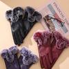 ORISH Winter Gloves Leather Gloves Black Cool Warm Lambskin Fur Cuff Mitten for Women Men (G (women)) view 4
