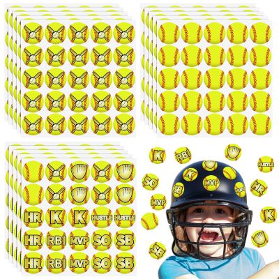 375 Pcs Softball Helmet Decals Award Self Adhesive Baseball Helmet Stickers Softball Baseball Decals Accessories for Girls Boys Women Men(Yellow)