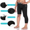 Dizoboee Youth Boys Compression Pants One Leg Short Leggings for Sports Kids Basketball Tights 2 Pack, White+Black (Right Short) XS view 3