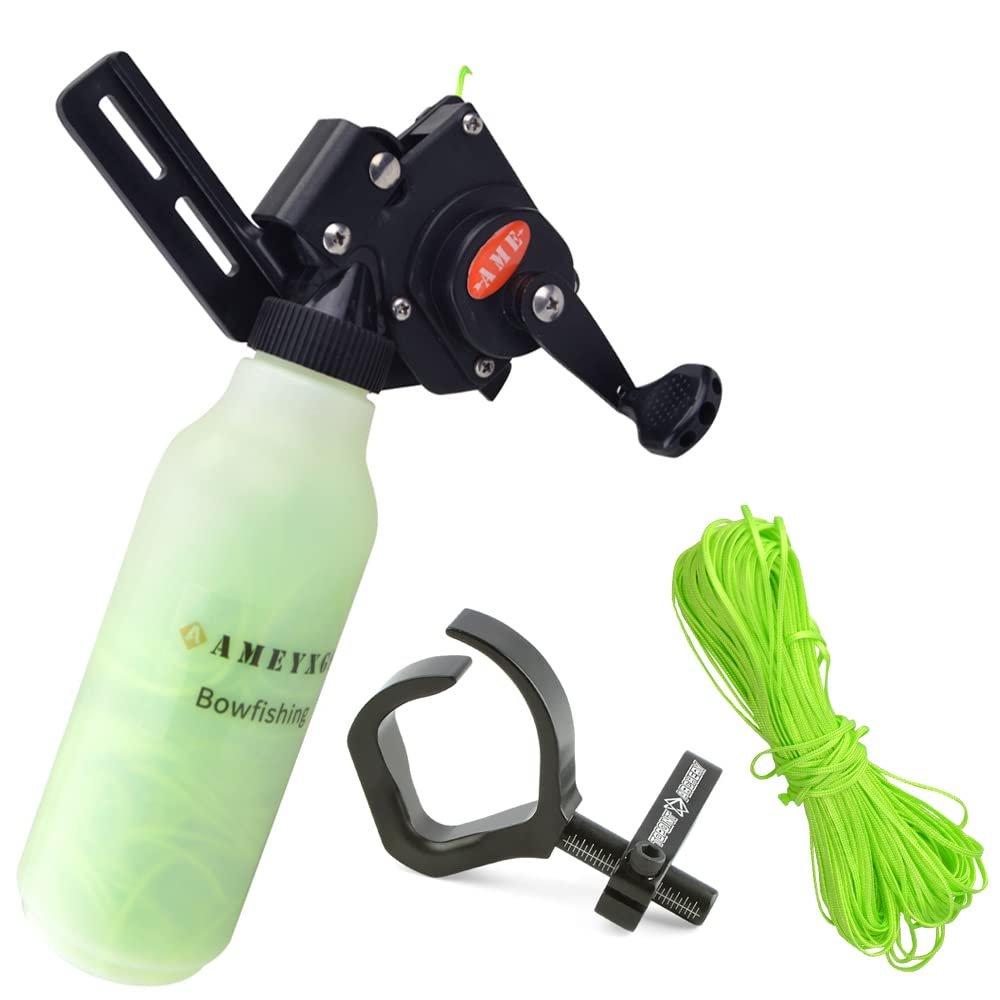 ZSHJGJR Archery Bow Fishing Reel Spincast Reel Bowfishing Tool with 40m Fishing Rope Fishing Arrows Kit with Bowfishing Arrow Rest for Compound Bow Recurve Bow Fishing Hunting Accessories (Set 2)