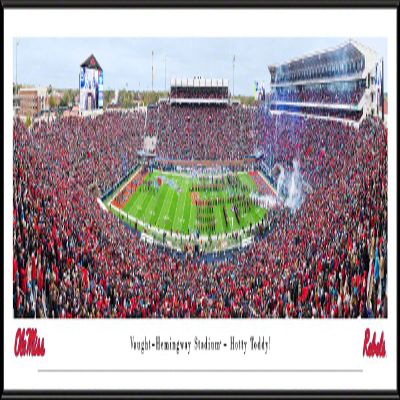 Ole Miss Football, Team Run Out - 40.25x13.75-inch Standard Framed Print by Blakeway Panoramas