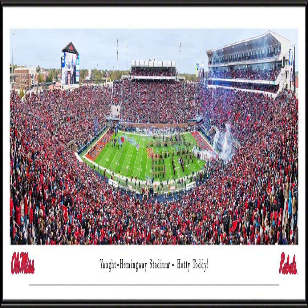 Ole Miss Football, Team Run Out - 40.25x13.75-inch Standard Framed Print by Blakeway Panoramas