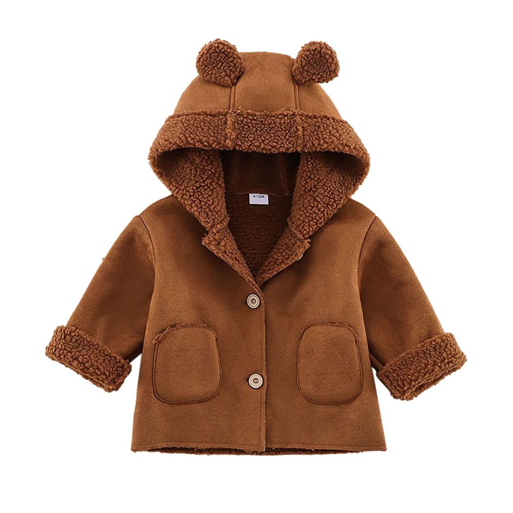 Ikevan Toddler Daily Tops Kids Fleece Lined Warm Shirt Jacket Plaid Long Sleeve Hooded Full Zip Baby Boys (Coffee, 2-3 Years)