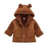 Ikevan Toddler Daily Tops Kids Fleece Lined Warm Shirt Jacket Plaid Long Sleeve Hooded Full Zip Baby Boys (Coffee, 2-3 Years) view 1