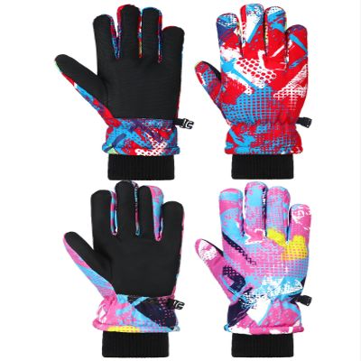 Honoson 2 Pairs Kids Snow Gloves, Winter Waterproof, Sweet, 4-8 Years