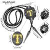 2 Pieces Belt Buckle Bolo Tie Small Set Golden Initial Letter A to Z Western Cowboy Costume Accessory for Men Women T view 2