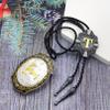 2 Pieces Belt Buckle Bolo Tie Small Set Golden Initial Letter A to Z Western Cowboy Costume Accessory for Men Women T view 4
