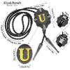 2 Pieces Belt Buckle Bolo Tie Small Set Golden Initial Letter A to Z Western Cowboy Costume Accessory for Men Women U view 2
