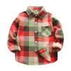 Ikevan Kids Fashion T-Shirt Kids Toddler Flannel Jacket Plaid Long Sleeve Lapel Button Down Baby Boys Girls (Orange, 5-6 Years) view 1