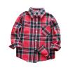 Ikevan Kids Fashion T-Shirt Kids Toddler Flannel Jacket Plaid Long Sleeve Lapel Button Down Baby Boys Girls (Red, 7-8 Years) view 1