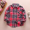 Ikevan Kids Fashion T-Shirt Kids Toddler Flannel Jacket Plaid Long Sleeve Lapel Button Down Baby Boys Girls (Red, 7-8 Years) view 2