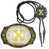 2 Pieces Belt Buckle Bolo Tie Small Set Golden Initial Letter A to Z Western Cowboy Costume Accessory for Men Women X view 1