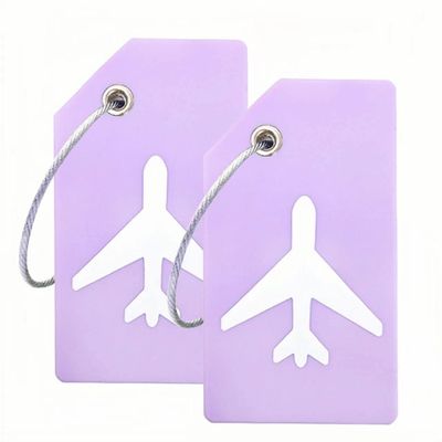 Silicone Luggage Tag with Name ID Card Perfect to Quickly Spot Luggage Suitcase (Purple)