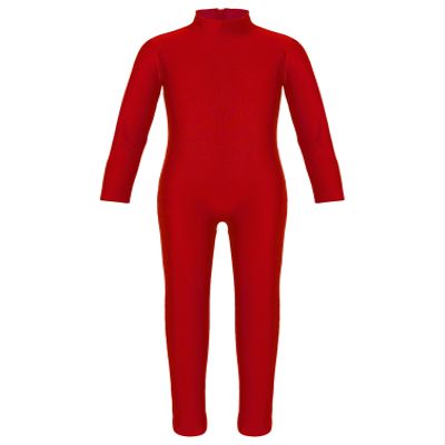 dPois Kids Girls Long Sleeves Full Length Unitards Ballet Dance Gymnastics Leotards One Piece Bodysuits Red 9-10 Years