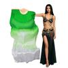 Aumulen Women 1 Piece Hand-made Real Silk Long Belly Dance Fan Veils(Right Hand Only) (Green white) view 1