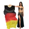 Aumulen Women 1 Piece Hand-made Real Silk Long Belly Dance Fan Veils(Right Hand Only) (Black red yellow) view 1