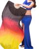 Aumulen Women 1 Piece Hand-made Real Silk Long Belly Dance Fan Veils(Right Hand Only) (Black red yellow) view 3