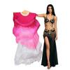 Aumulen Women 1 Piece Hand-made Real Silk Long Belly Dance Fan Veils(Right Hand Only) (Rose white) view 1