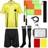 Hicarer 6 Pcs Soccer Referee Kit Football Package for Men Soccer Referee Costume Shirt Linesman Flags Whistle Cards Sport Accessory for Adult Teenager(Large) view 1