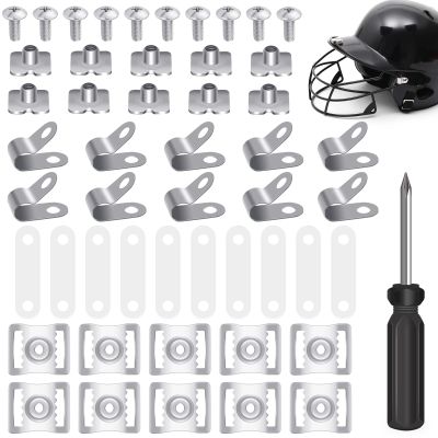 MingQiEven 51 Pack Football Helmet Repair Kit, Hockey Helmet Replacement Parts, Visor J Clips Rubber Gasket Screw Nuts with 1 Pcs Srewdriver, Chin Strap Adapter for Hockey, Baseball, Softball Helm