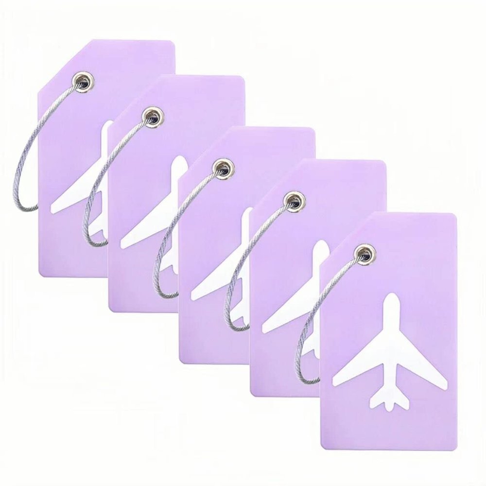 5Pack Silicone Luggage Tag with Name ID Card Perfect to Quickly Spot Luggage Suitcase by Ovener (Purple)