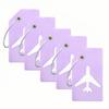 5Pack Silicone Luggage Tag with Name ID Card Perfect to Quickly Spot Luggage Suitcase by Ovener (Purple) view 1