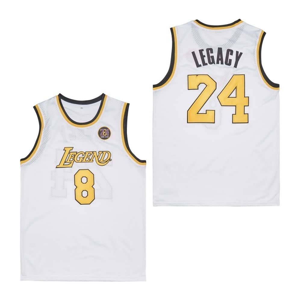LEGEND 8 LEGACY24 Men's Legend 8 24 Basketball Jersey,90S Hip Hop Sports Shirts for Men (White,XXL)