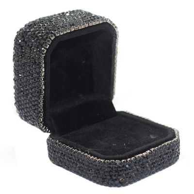 Bestbling Luxury Crystal Ring Box Earrings Pendant Ring Case Jewelry Display Storage Box Gift Box for Proposal Ring, Ceremony, Wedding Anniversary Valentine's Day (Black)