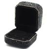 Bestbling Luxury Crystal Ring Box Earrings Pendant Ring Case Jewelry Display Storage Box Gift Box for Proposal Ring, Ceremony, Wedding Anniversary Valentine's Day (Black) view 2