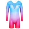BAOHULU Gymnastics Leotards for Girls Long Sleeve Shiny Sequins Kids Biketards with Shorts Dance Unitards B217_BluePink_150 view 1