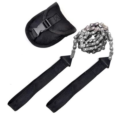 Pocket Chainsaw Outdoor Survival Gear Folding Chain Hand Saw for Camping Hunting Tree Cutting Hiking with Carrying Pouch