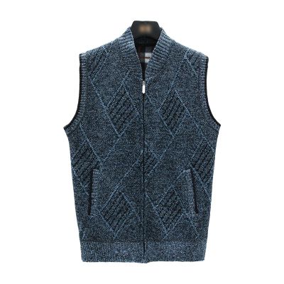 Maiyifu-GJ Men Sleeveless Full Zip Sweater Vest Lightweight Knitted Thermal Cardigan Causal Slim Fit V Neck Vests with Pocket (Blue,X-Large)